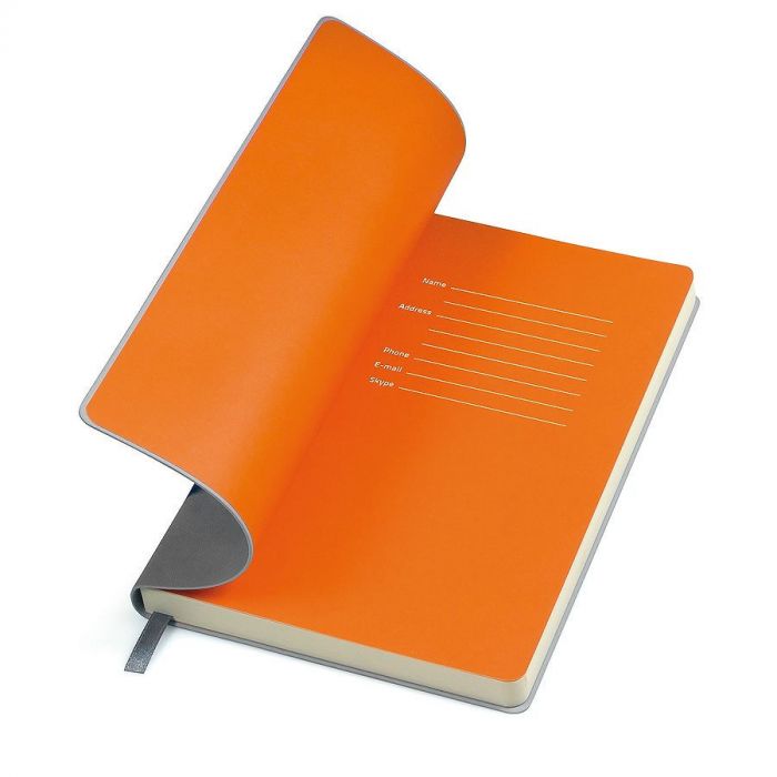 Бизнес-блокнот Funky А5, серый, оранжевый