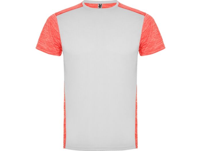 Спортивная футболка Zolder мужская, белый/меланжевый неоновый коралловый