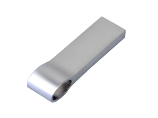 USB 2.0-флешка на 512 Мбайт с мини чипом и боковым отверстием для цепочки, серебристый