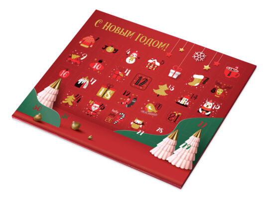 Шоколадный адвент-календарь Festive, красный