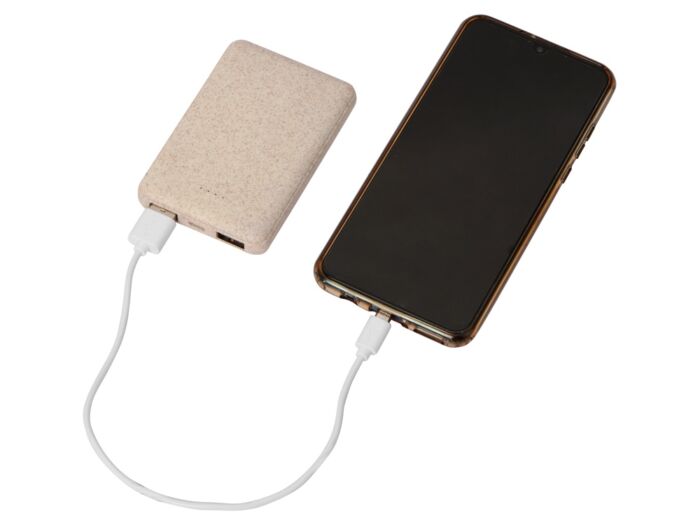 Внешний аккумулятор Wheatty из пшеничной соломы, 5000 mAh, бежевый