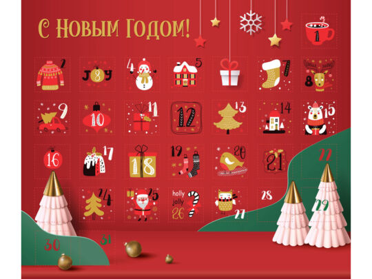 Шоколадный адвент-календарь Festive, красный