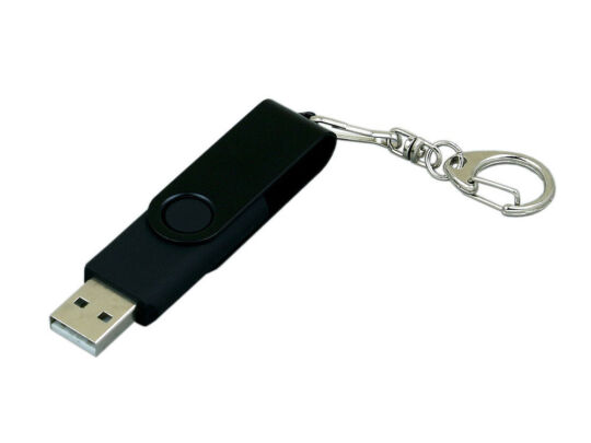 USB 3.0- флешка промо на 128 Гб с поворотным механизмом и однотонным металлическим клипом, черный