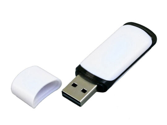 USB 2.0- флешка на 64 Гб с цветными вставками, белый/черный