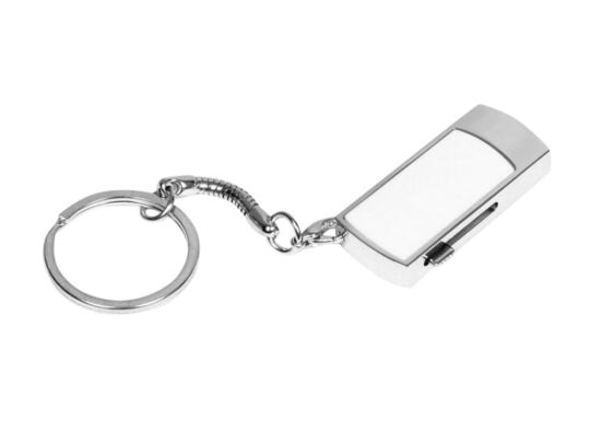 USB 2.0- флешка на 8 Гб с выдвижным механизмом и мини чипом, белый/серебристый