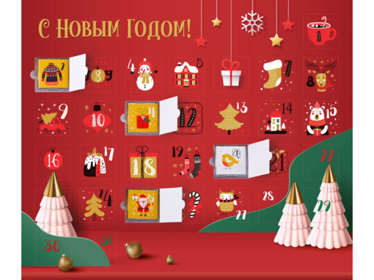 Шоколадный адвент-календарь Festive, красный