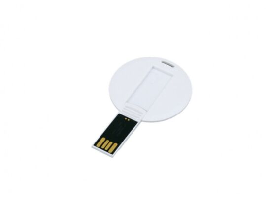 USB 2.0- флешка на 8 Гб в виде пластиковой карточки круглой формы, белый