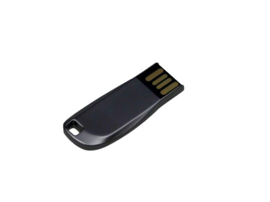 USB 2.0- флешка на 8 Гб компактная с мини чипом и овальным отверстием, серый антрацит