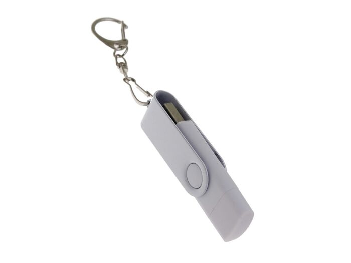 USB 2.0- флешка на 16 Гб с поворотным механизмом и дополнительным разъемом Type-C, белый