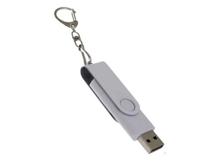 USB 2.0- флешка на 16 Гб с поворотным механизмом и дополнительным разъемом Type-C, белый