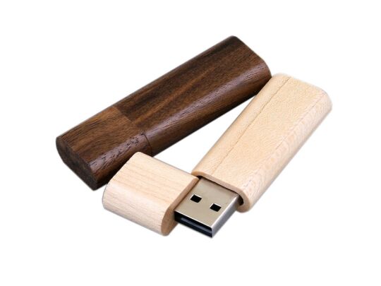USB 2.0- флешка на 64 Гб эргономичной прямоугольной формы с округленными краями, натуральный