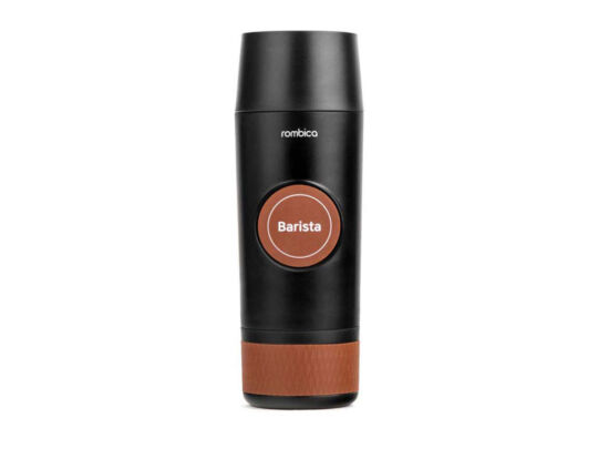 Портативная кофемашина Barista c быстрой зарядкой с логотипом Rombica, черный