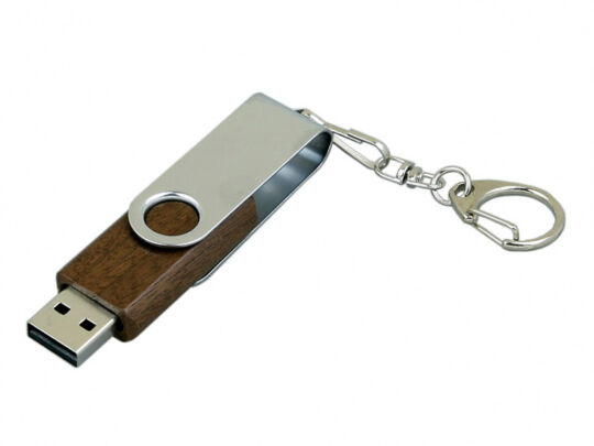 USB 2.0- флешка промо на 64 Гб с поворотным механизмом, коричневый/серебристый