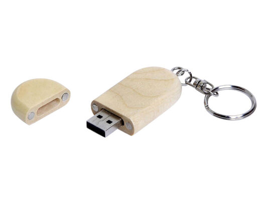 USB 3.0- флешка на 64 Гб овальной формы и колпачком с магнитом, натуральный