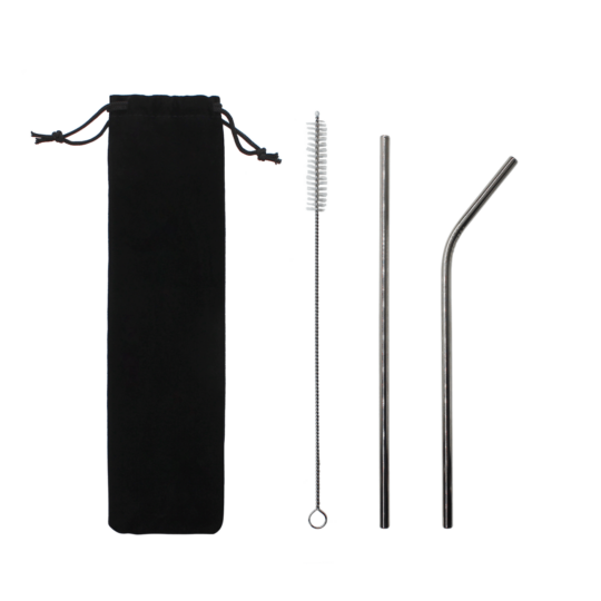 Набор многоразовых трубочек Оnlycofer black (стальной)